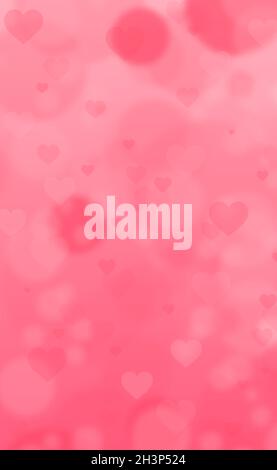 Sfondo rosso e rosa bokeh con cuori Foto Stock