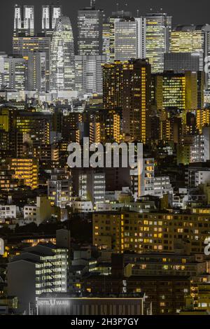 Shinjuku di notte (preso dal centro amministrativo di Bunkyo) Foto Stock