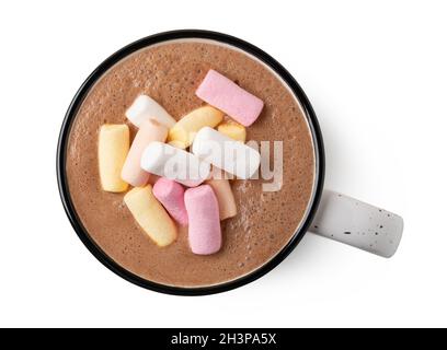 Tazza di cioccolata calda con marshmallow Foto Stock
