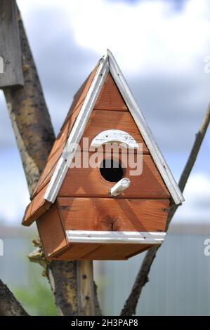 Birdhouse in legno. Una casa per uccelli Foto Stock