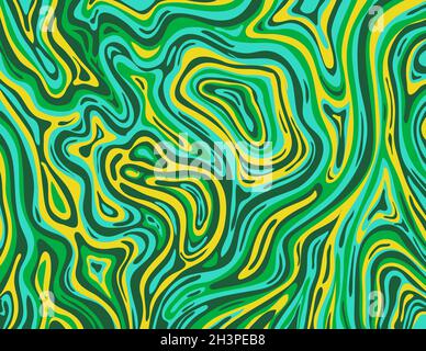 Apple Green e giallo cadmio Inkscape Suminagashi Kintsugi Japanese Ink Marbling Paper Abstract Art Foto Stock