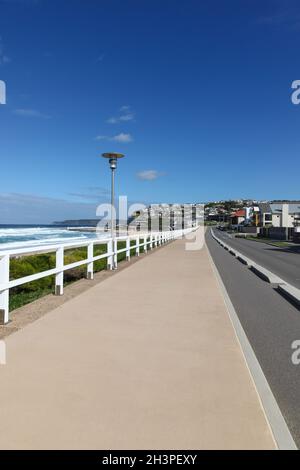 Bagnanti Way è un percorso costiero recentemente completato lungo Merewether Beach - Newcastle Australia. Offre passeggiate a piedi e in bicicletta lungo il co Foto Stock