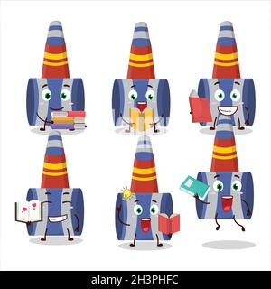 Un'immagine del concetto del carattere del fumetto del ventilatore del partito del bue che legge un libro divertente. Illustrazione vettoriale Illustrazione Vettoriale