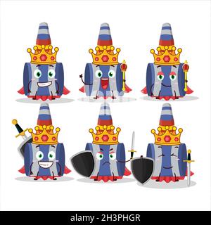 Un carismatico re bue party soffiatore personaggio cartone indossato una corona d'oro. Illustrazione vettoriale Illustrazione Vettoriale