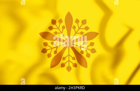 Bandiera 3D dell'Imperatore di Manchukuo. Illustrazione 3D. Foto Stock