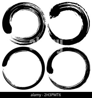 Set per la raccolta di illustrazioni Enso Zen Circle Brush Vector Logo Illustrazione Vettoriale