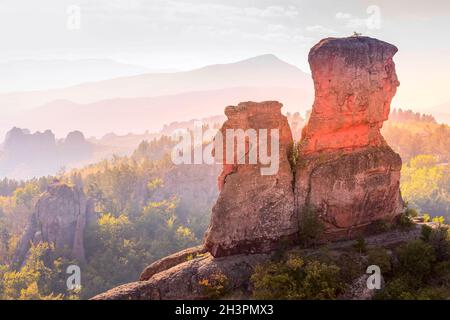 Rocce scogliera primo piano, Belogradchik, Bulgaria Foto Stock