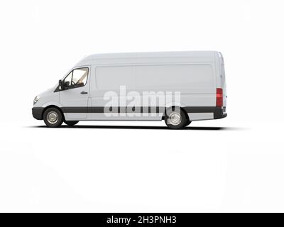 White Commercial Delivery Truck isolatedÂ su sfondo bianco Foto Stock