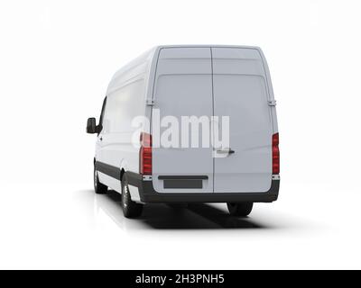 White Commercial Delivery Truck isolatedÂ su sfondo bianco Foto Stock