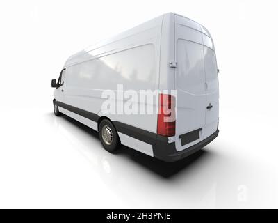 White Commercial Delivery Truck isolatedÂ su sfondo bianco Foto Stock