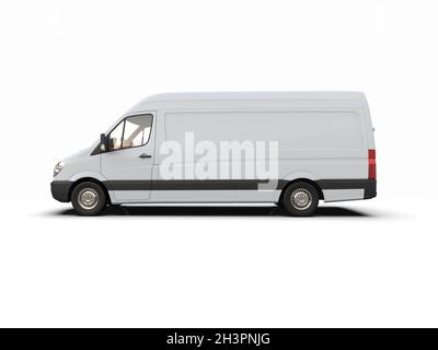 White Commercial Delivery Truck isolatedÂ su sfondo bianco Foto Stock