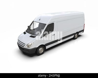 White Commercial Delivery Truck isolatedÂ su sfondo bianco Foto Stock