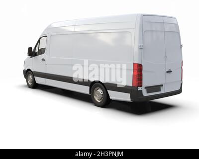 White Commercial Delivery Truck isolatedÂ su sfondo bianco Foto Stock