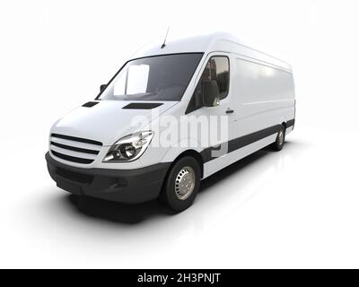 White Commercial Delivery Truck isolatedÂ su sfondo bianco Foto Stock