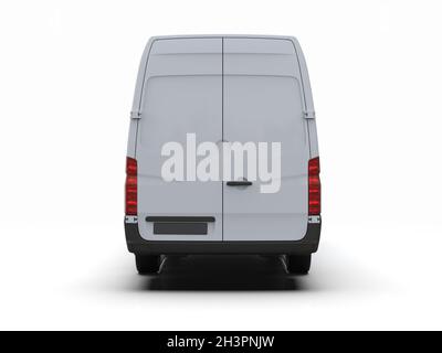 White Commercial Delivery Truck isolatedÂ su sfondo bianco Foto Stock