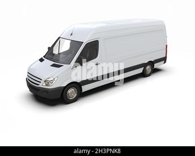 White Commercial Delivery Truck isolatedÂ su sfondo bianco Foto Stock