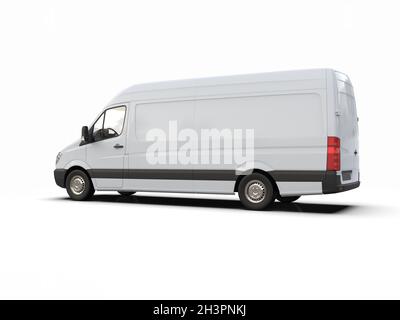 White Commercial Delivery Truck isolatedÂ su sfondo bianco Foto Stock