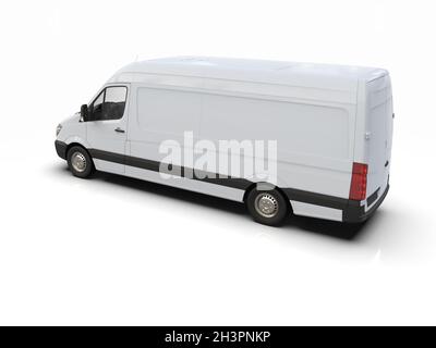 White Commercial Delivery Truck isolatedÂ su sfondo bianco Foto Stock