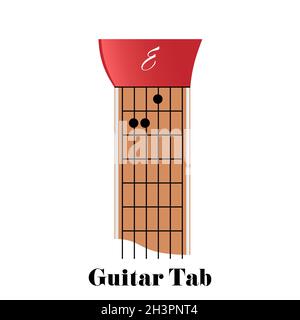 Tabulatore per chitarra con corda e maggiore, illustrazione vettoriale Illustrazione Vettoriale