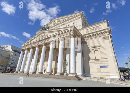 Il Teatro Bolshoi. Edificio storico nel centro di Mosca, Russia Foto Stock