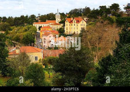 Sintra, Portugal vista aerea della città Foto Stock