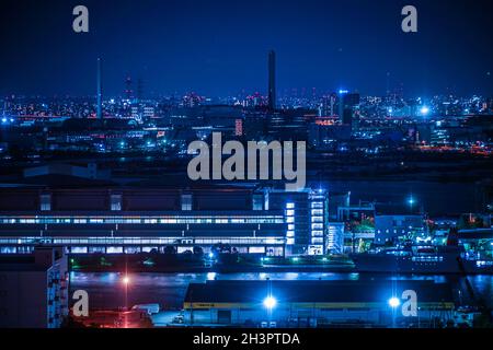 Vista notturna di Tokyo vista da Odaiba, Tokyo Foto Stock