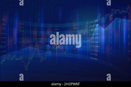 Sfondo grafico Forex con codice binario. Concetto di stock e commercio. Foto Stock