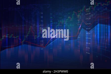 Sfondo grafico Forex con codice binario. Concetto di stock e commercio. Foto Stock