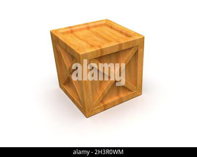 WoodenÂ scatola isolata su sfondo bianco Foto Stock