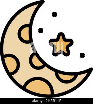Icona digestione notturna. Contorno notte digestione vettore icona colore piatto isolato Illustrazione Vettoriale