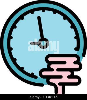 Icona del tempo di digestione. Contorno vettore tempo digestione icona colore piatto isolato Illustrazione Vettoriale