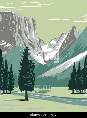 Upper Green River sul lato occidentale del Continental divide in Bridger-Teton National Forest in Wind River Range Wyoming WPA pos Foto Stock