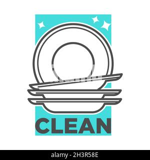 Servizio di pulizia, piatti o lavastoviglie, icona isolata Illustrazione Vettoriale