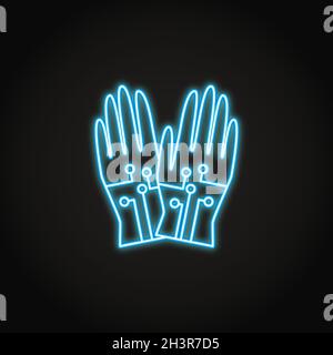 Guanti con filo in stile neon. Apparecchiature tecnologiche per la realtà virtuale. Illustrazione vettoriale. Illustrazione Vettoriale