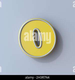 Carattere cartoon giallo numero 0 ZERO 3D Foto Stock