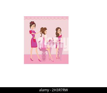 Ragazza in un salone di bellezza, di manicure e parrucchiere Illustrazione Vettoriale