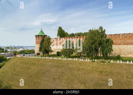 Muro del Cremlino di Nizhny Novgorod, Russia Foto Stock