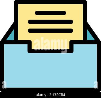 Icona della casella file di archiviazione. File di archiviazione contorno casella vettore icona colore piatto isolato Illustrazione Vettoriale