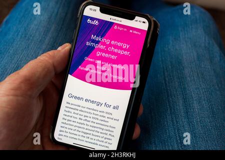 Sito Web energia lampadina visualizzato su un telefono cellulare Foto Stock
