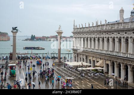 Veduta aerea di Piazza San Marco a Venezia Foto Stock