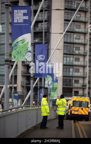 Glasgow, Regno Unito. Gli esterni delle sedi della 26a Conferenza delle Nazioni Unite sul cambiamento climatico, nota come COP26, a Glasgow, Regno Unito, il 30 ottobre 2021. Photo credit: Jeremy Sutton-Hibbert/Alamy Live News. Foto Stock