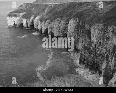 " FLAMBOROUGH ", " UK ", " BIANCO E NERO ", " IMMAGINI "." SEASCAPE ' Foto Stock