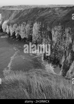 " FLAMBOROUGH ", " UK ", " BIANCO E NERO ", " IMMAGINI "." SEASCAPE ' Foto Stock