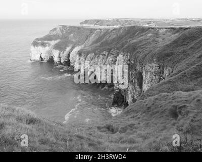 " FLAMBOROUGH ", " UK ", " BIANCO E NERO ", " IMMAGINI "." SEASCAPE ' Foto Stock