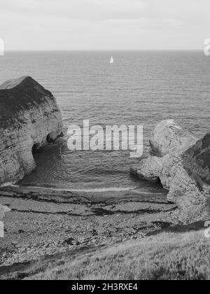 " FLAMBOROUGH ", " UK ", " BIANCO E NERO ", " IMMAGINI "." SEASCAPE ' Foto Stock