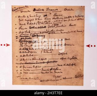 Toronto, Ontario, Canada-15 novembre 2019: Le bozze di note di Bram Stoker mentre scrivono Dracula. Foto Stock