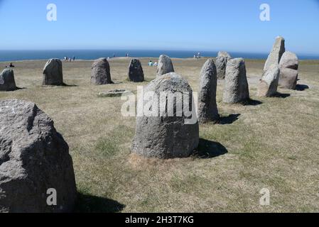 Ales stenar vicino Kaseberga, Svezia Foto Stock