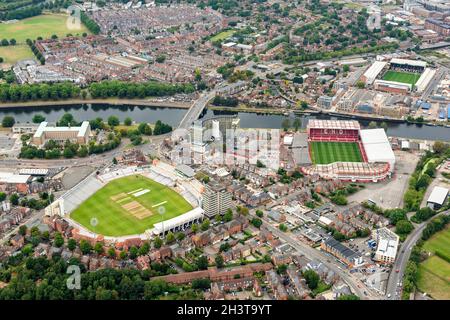 Immagine aerea di Trent Bridge, Nottingham Nottinghamshire Inghilterra UK Foto Stock
