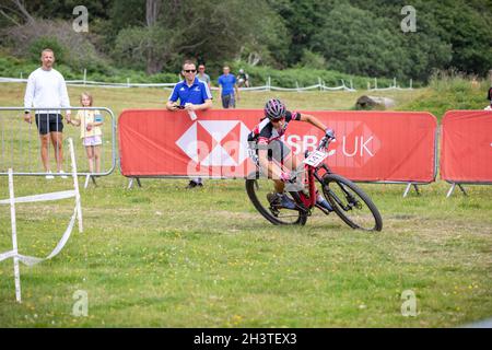 Corse di Mountain Bike a Nationals. Newnham Park, Plymouth, Devon, Inghilterra, Regno Unito, GB, Europa. Foto Stock