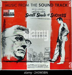 1957 Burt Lancaster Tony Curtis The Sweet Smell of Success LP Soundtrack Cover Illustration Times Square Foto Stock